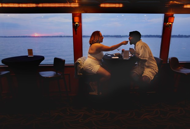 Steven and Tina Baptiste enjoy date night aboard the Manhattan Elite on Thursday, August 27, 2026. (Stephen M. Katz / The Virginian-Pilot)