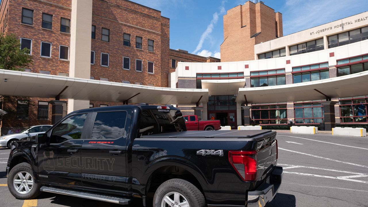 A security truck outside of St. Joseph's Hospital