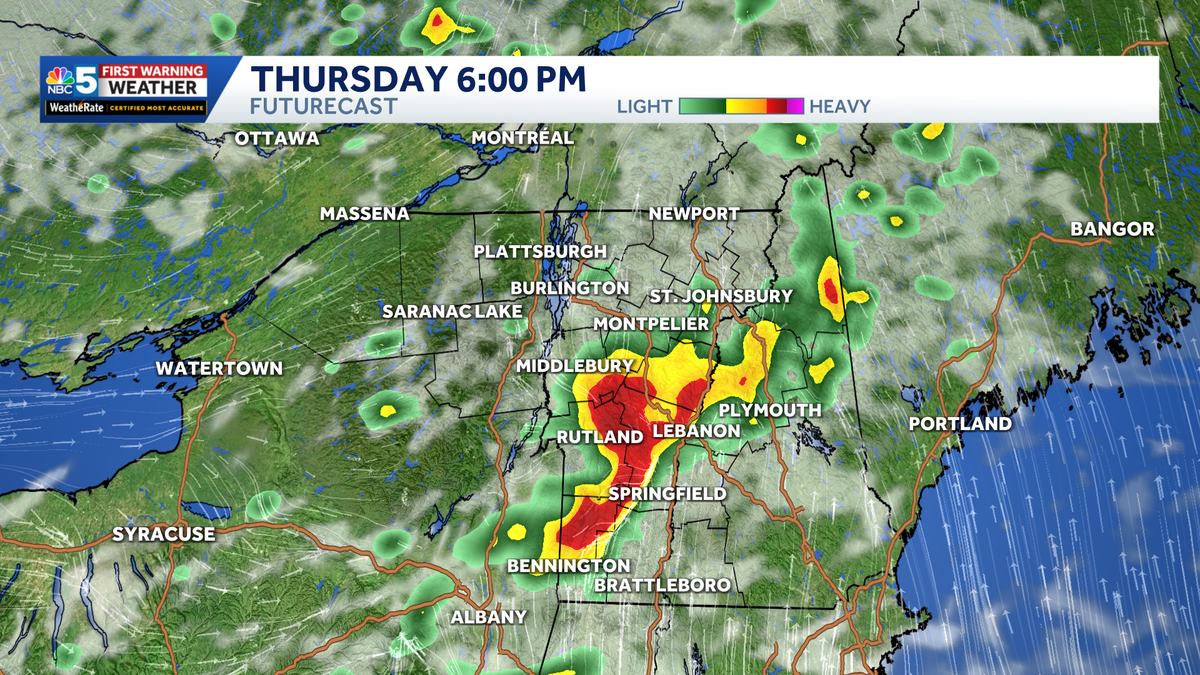 Heavy downpours, strong storms possible in Vermont, New York Thursday