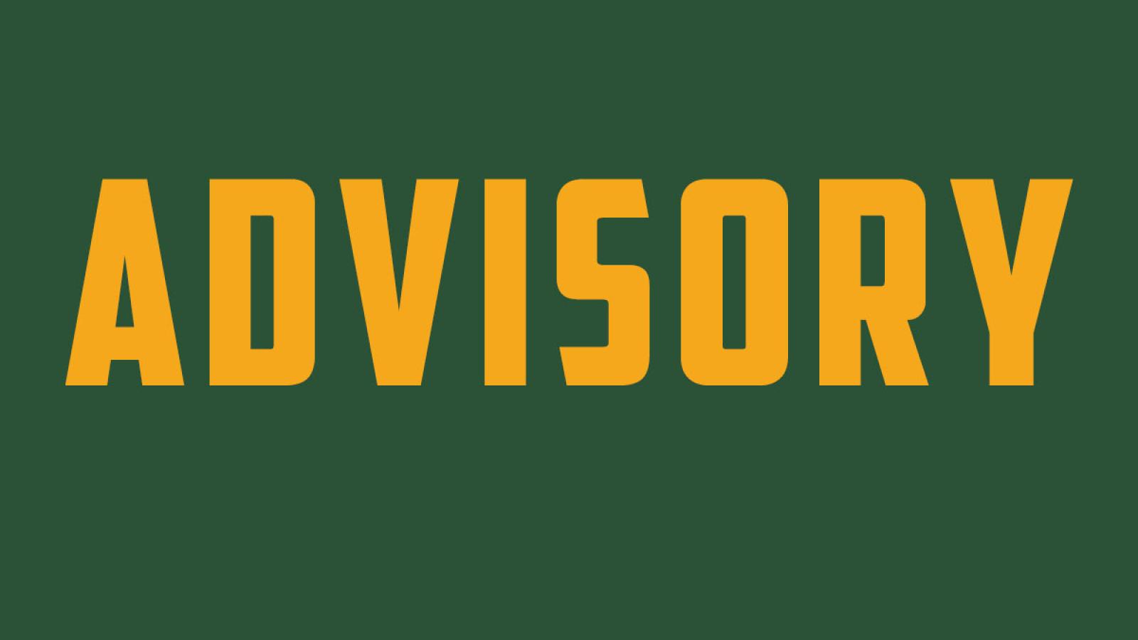 graphic that says advisory in yellow letters