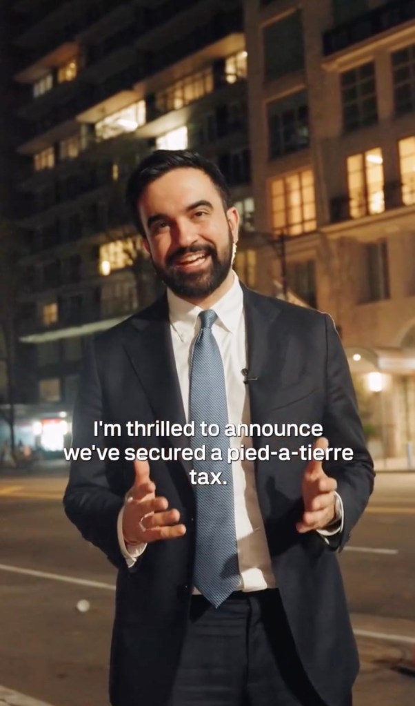 New York City Mayor Zohran Mamdani announcing a new "pied-à-terre tax" for luxury properties.