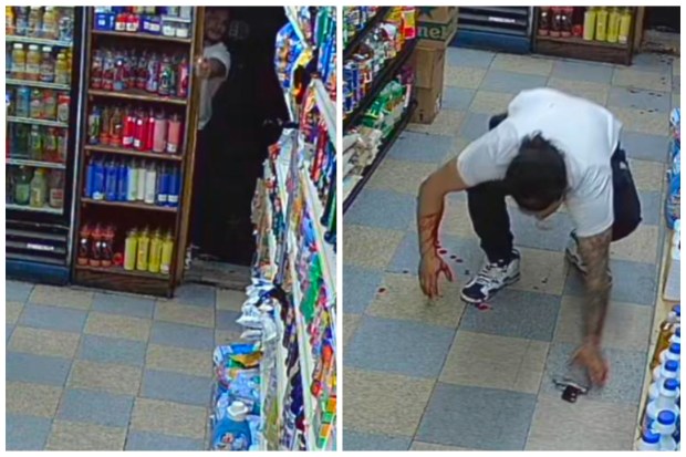 Jonathan Arboleda ran to the back of the store, hid behind a shelf, and fired back, then emerged towards the front of the store, holding a silver Winchester .25 handgun and bleeding bright red from his arm, the feds allege. (DOJ)