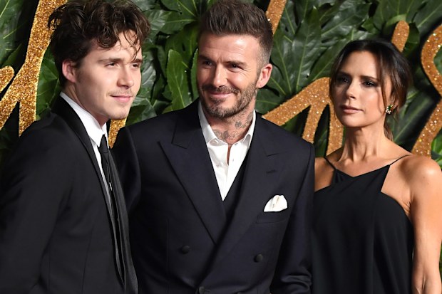 Brooklyn Beckham, David Beckham and Victoria Beckham