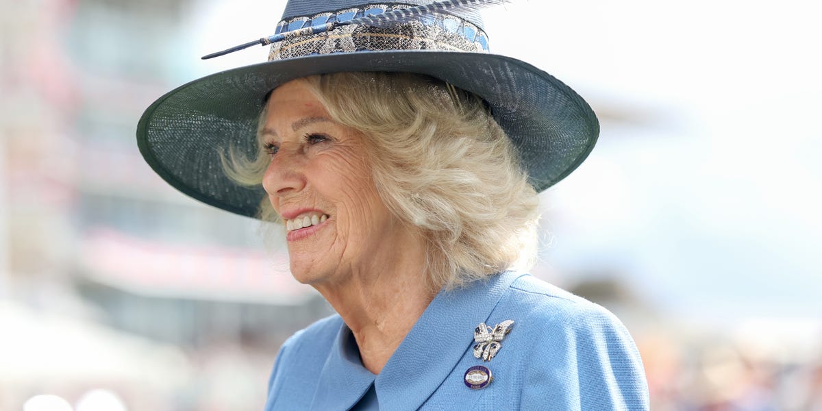 Queen Camilla Wears Queen Elizabeth’s Diamond and Sapphire Brooch For a Day at the Races