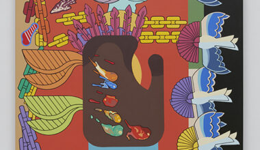 Trevor Winkfield, Self Portrait, 2001. Acrylic on linen, 58 × 36 inches. Courtesy the artist and Tibor de Nagy Gallery.