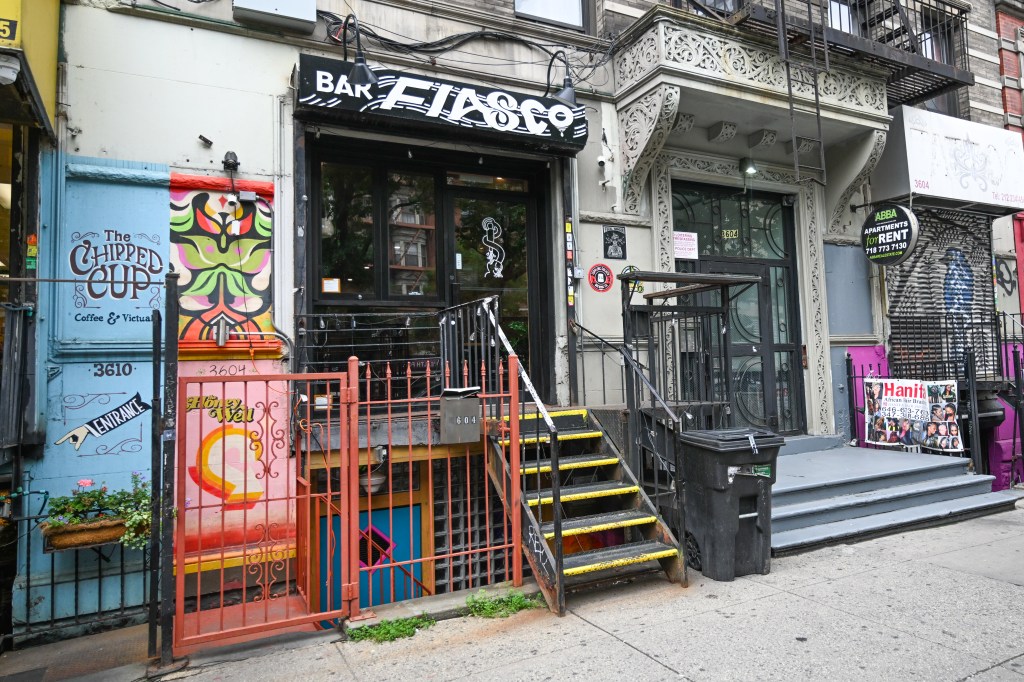 The outside of Bar Fiasco in NYC. 