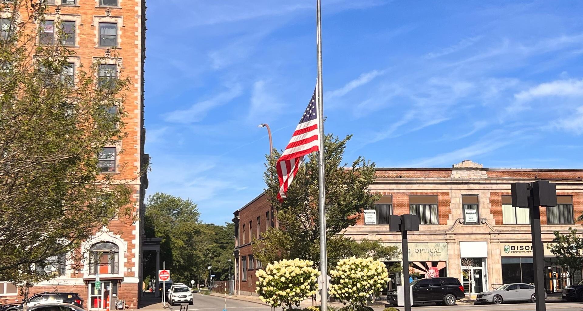 Why are flags at half-staff in New York and across the country?