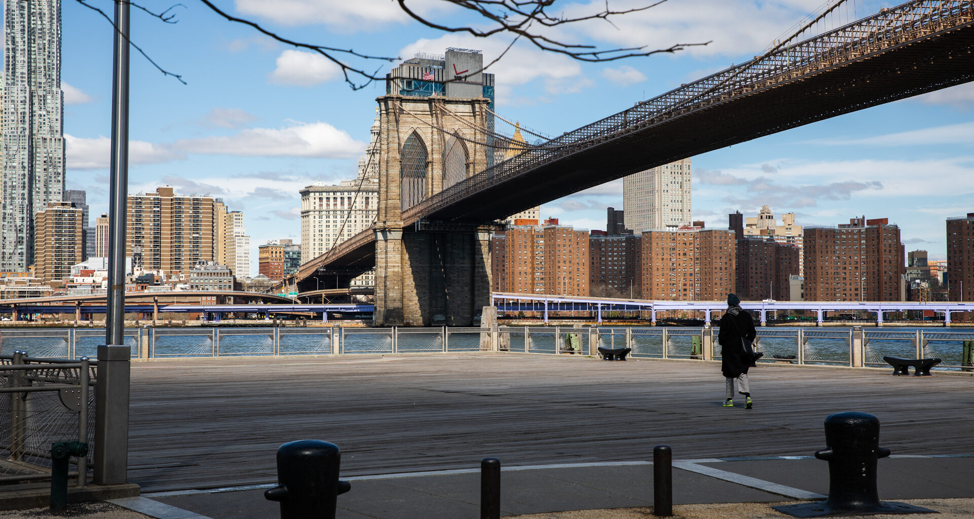 Fulton Ferry Landing under the Brooklyn Bridge.