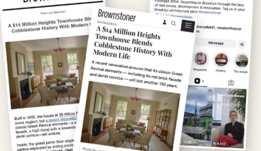 ad for brownstone agents showing posts and an instagram feed