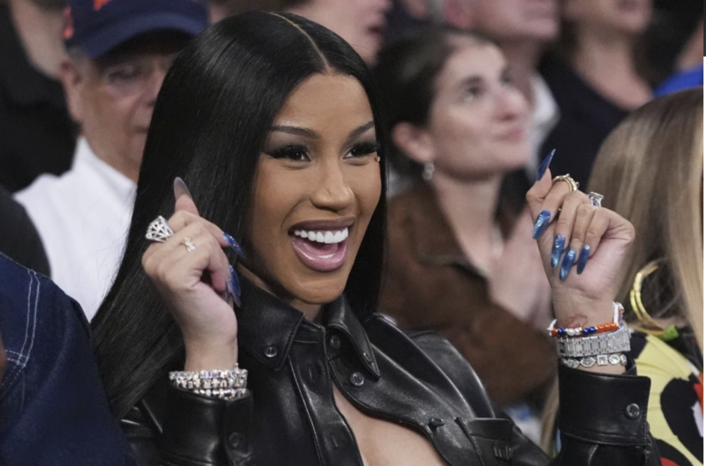 Cardi B attends Game 4 in the Eastern Conference semifinals of the NBA basketball playoffs between the New York Knicks and the Boston Celtics in 2025. Photo: Frank Franklin II/AP