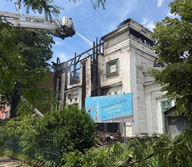 FDNY on the scene of the 3-alarm fire at South Bushwick Reformed Church on Bushwick Ave. in Brooklyn on Friday, June 19, 2026. (FDNY/X)