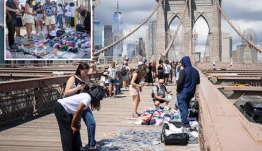 Dozens of illegal vendors swarm Brooklyn Bridge, crowd out licensed counterparts including disabled vets