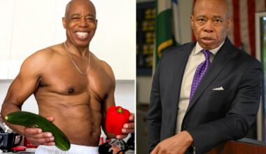 Ex-NYC Mayor Eric Adams shows off shirtless body and large fruit