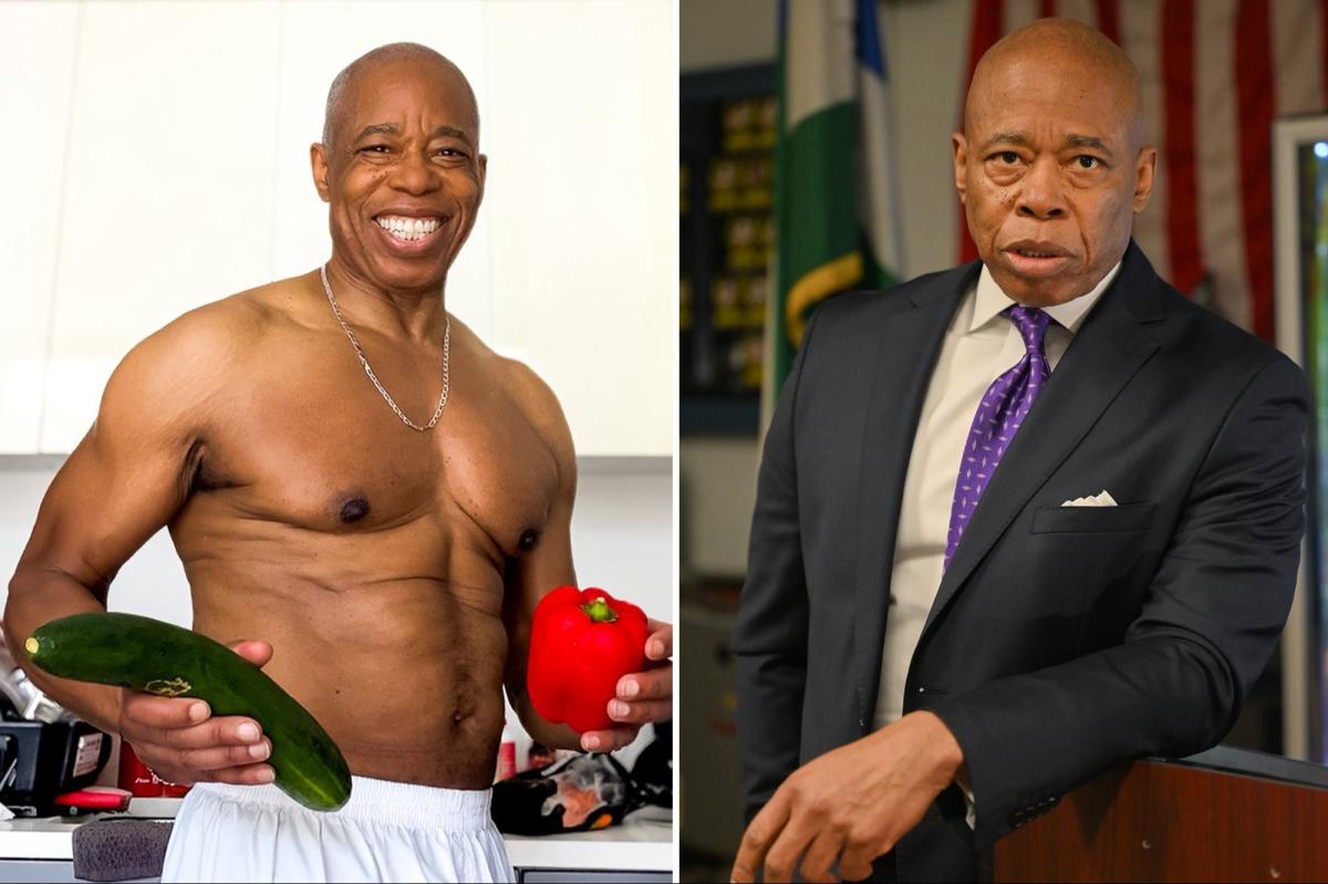 Ex-NYC Mayor Eric Adams shows off shirtless body and large fruit