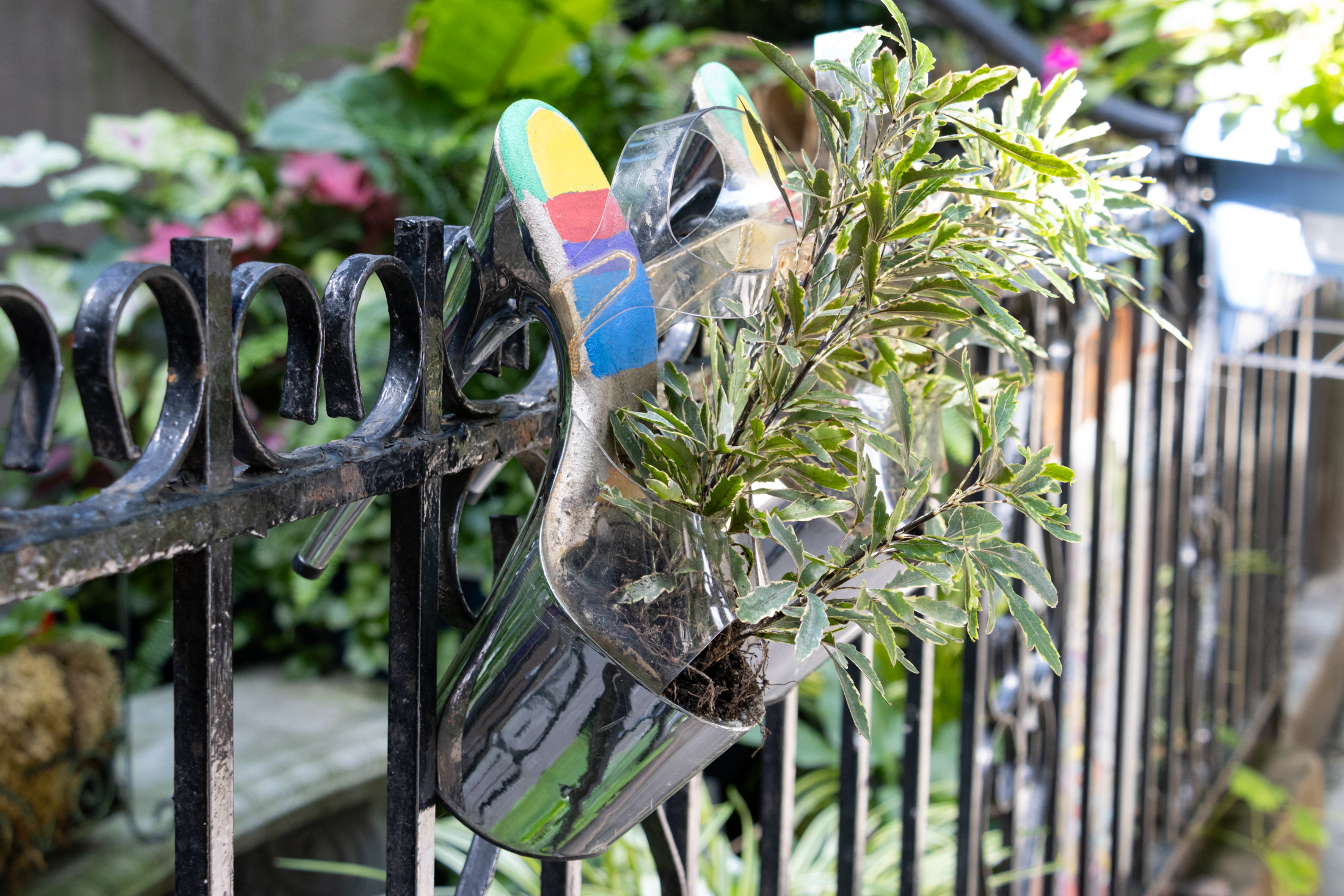 high heeled shoes with plants