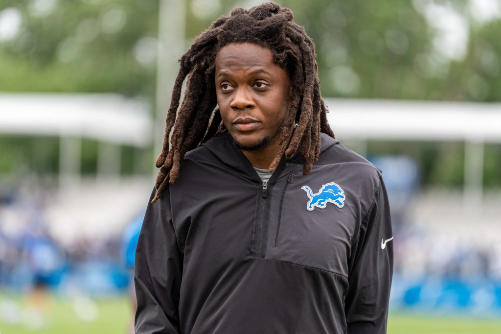 Detroit Lions quarterback Teddy Bridgewater looks on following training camp at Meijer Performance Center in Allen Park, Michigan, on Sunday, August 2, 2026. 