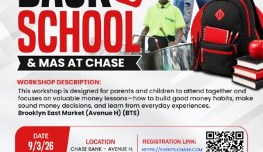 Tropicalfete and Chase Present “Back to School & Mas at Chase” Financial Education Workshops for Brooklyn Families