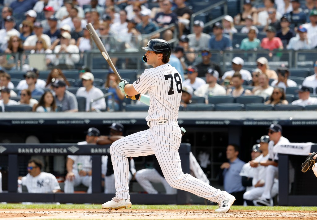 New York Yankees center fielder Spencer Jones (78) at bat.