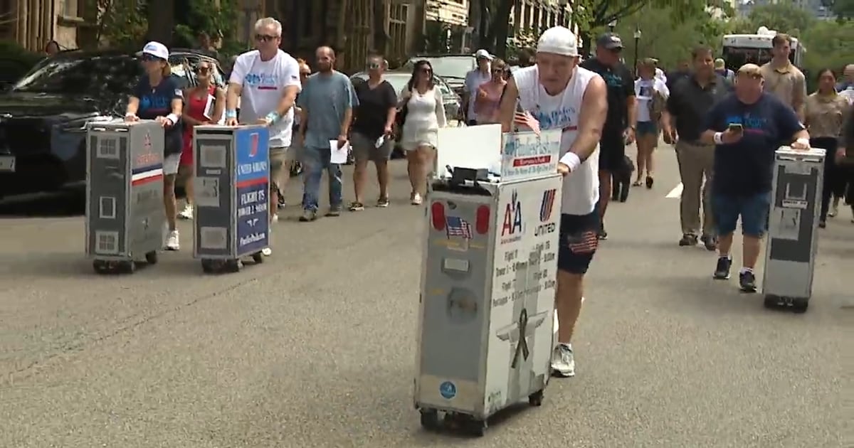 Retired flight attendant pushes beverage cart from Boston to New York to honor 9/11 victims – Boston 25 News
