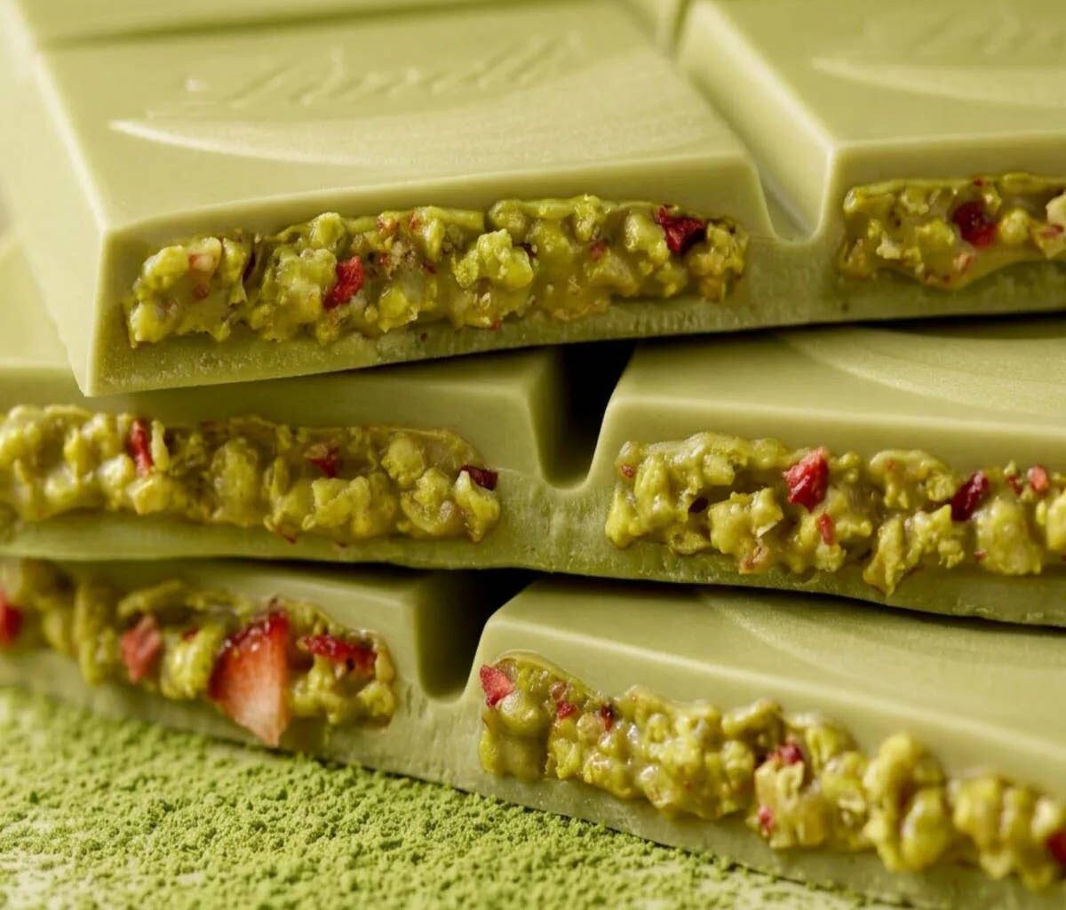 Lindt is debuting a new matcha strawberry chocolate bar in NYC today.