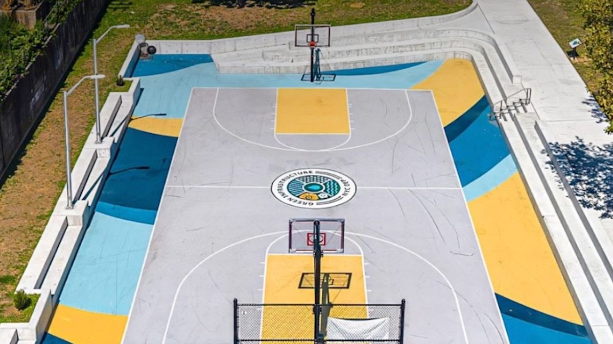 New York turns derelict basketball courts into 'sponges' to curb flash floods