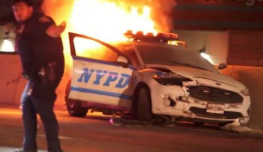 NYPD Patrol Car Goes Up in Flames After BMW Crash in The Bronx: Video