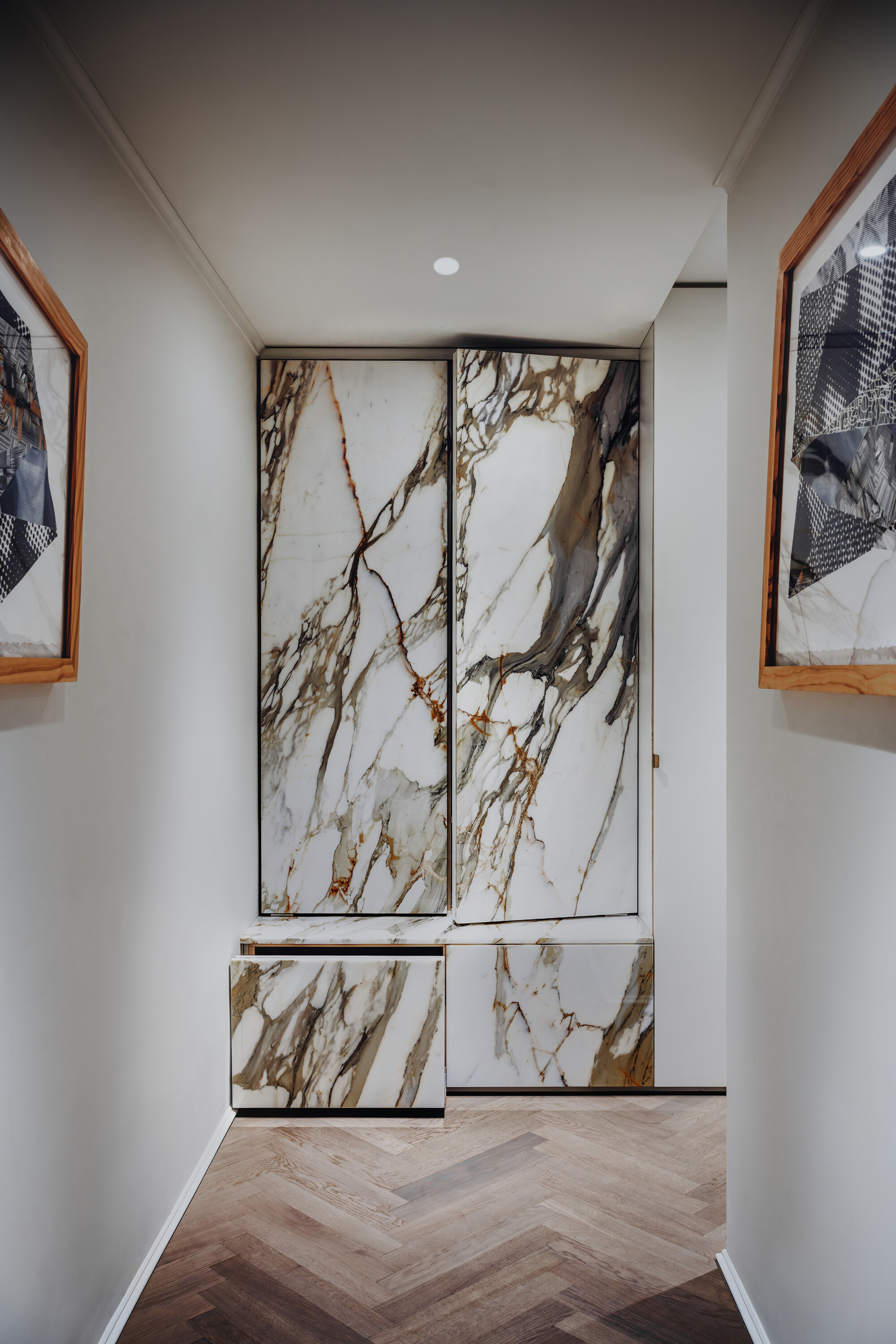 MARBLE CLOSET END OF HALLWAY