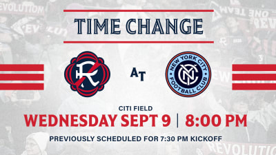 Schedule Update | Kickoff for September 9 match at New York City FC moved to 8:00 p.m. ET