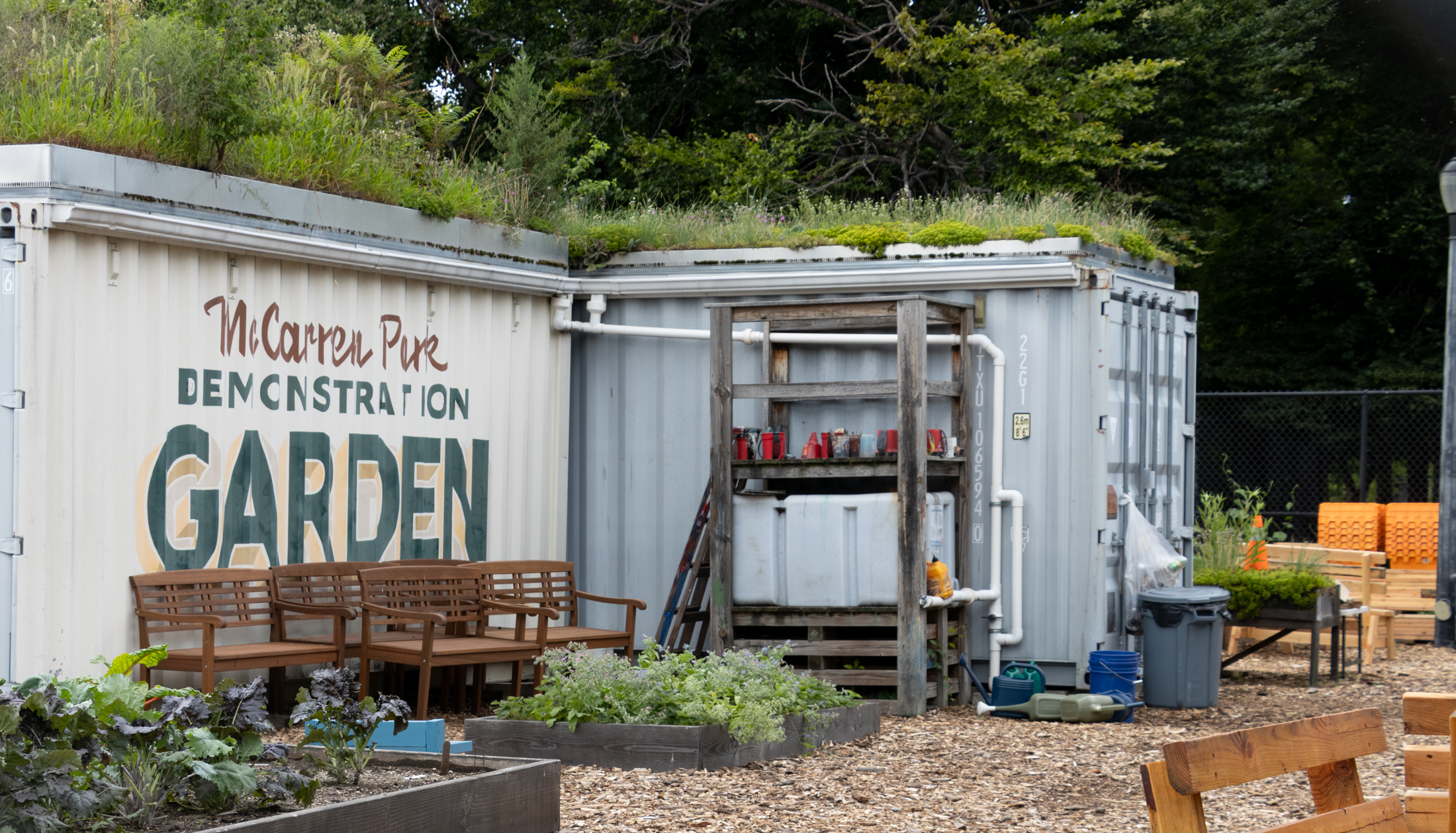 trailer with demonstration garden painted on it