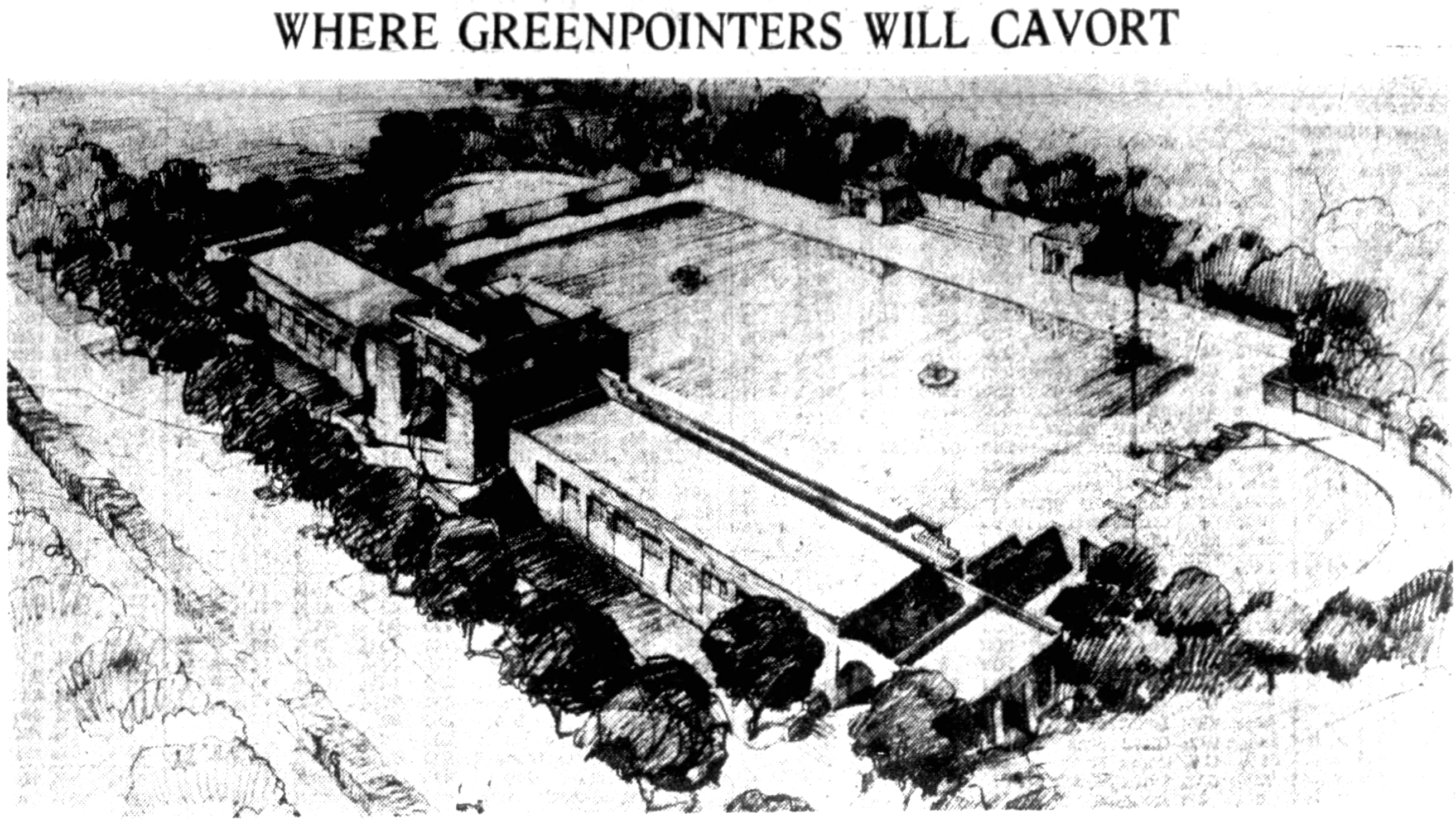 black and white sketch of pool
