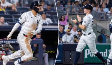 Late-inning offensive surge powers Yankees over Red Sox to split doubleheader