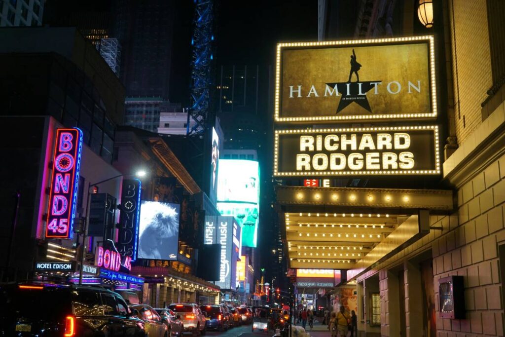Broadway musical Hamilton sign nyc