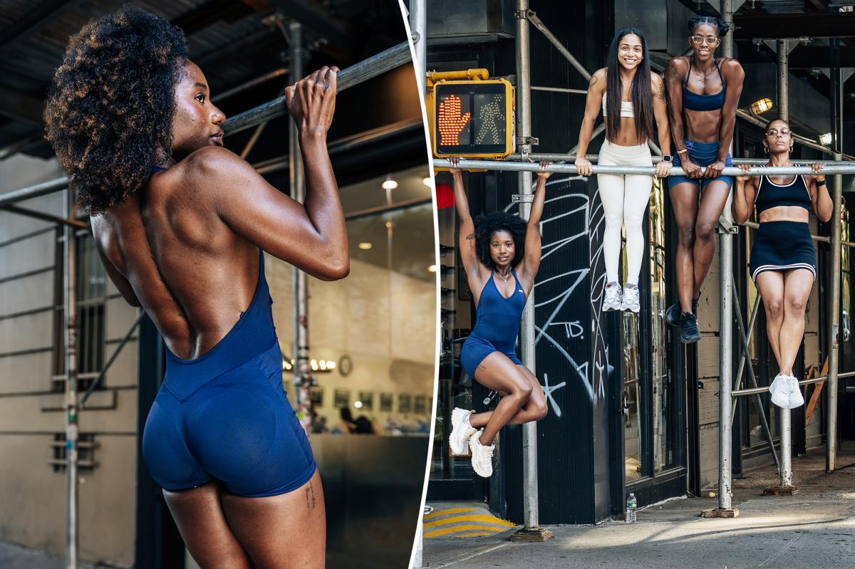 NYC women are doing pull-ups on scaffolding, streetlights and subway rails