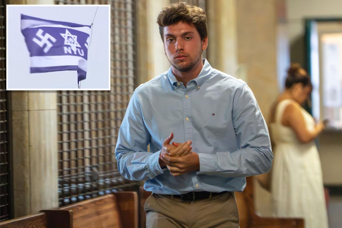 First look at NYU student accused of raising swastika flag at campus site dedicated to Jewish donor