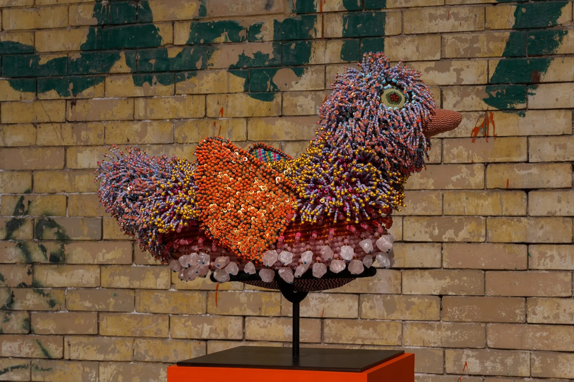 Jeffrey Gibson's installation within ‘The Ark’ shows intricate animal figures.