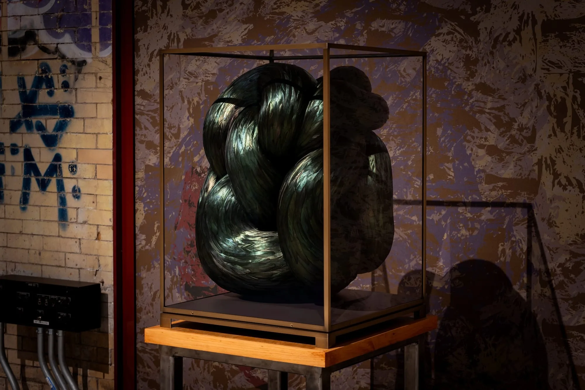 Sculptural installation by Kate MccGwire in ‘The Ark’ features dynamic artistic forms.