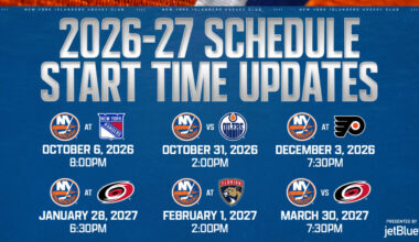 NHL Announces Updated Start Times for Islanders Games