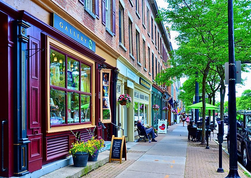 Downtown street in Skaneateles, New York