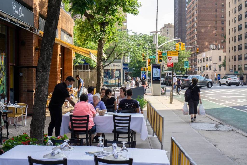 outdoor dining after re-opening from lockdown at Kips Bay neighborhood in Manhattan, New York City