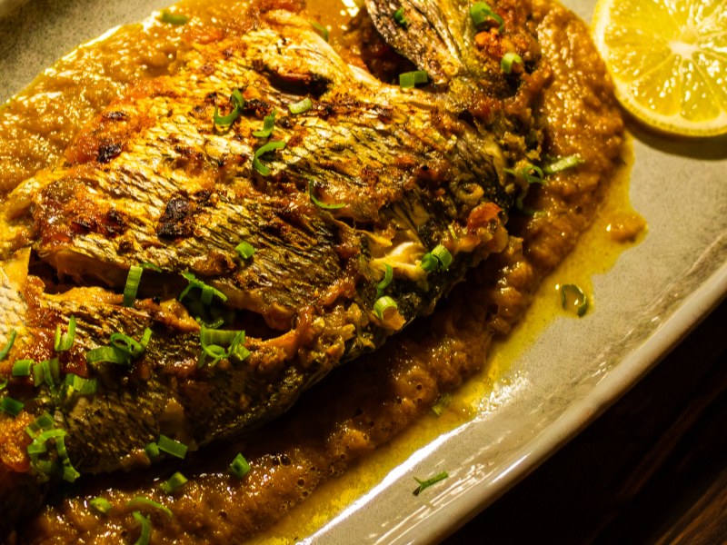 Whole grilled fish with lemon at Sofra in Bay Ridge