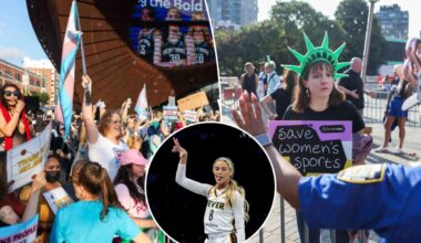 Sophie Cunningham supporters, detractors, rally outside NYC arena during Liberty v Fever WNBA game amid 'trans' scandal