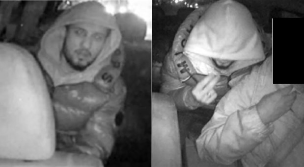 Choudhary Virk (pictured) allegedly committed a string of four violent, knifepointrobberies of taxi drivers in Brooklyn and Queens in February 2023. Here, Virk is pictured shortly before putting a knife to a cab driver's neck and demanding money on Feb. 25, 2023. (USDOJ / EDNY)