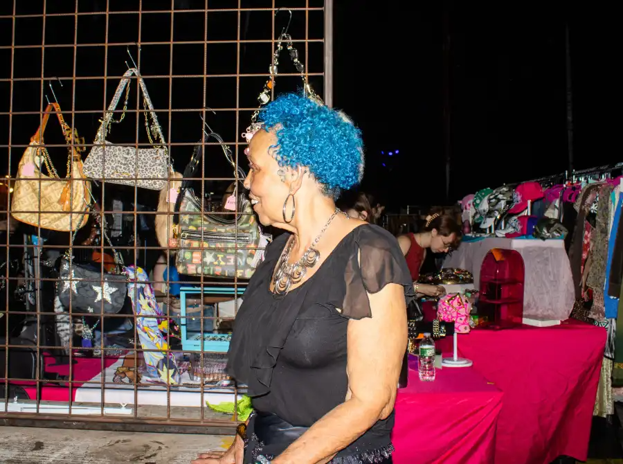 person with blue hair