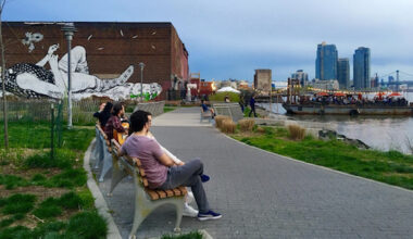 Welcome to the Greenpoint waterfront, where you can soak up the scenery at WNYC Transmitter Park. Photo: Lore Croghan/Brooklyn Eagle