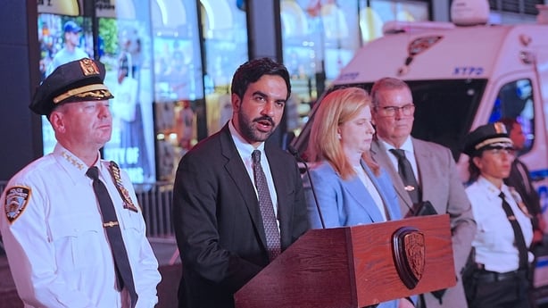 New York Mayor Zohran Mamdani speaks at a press conference