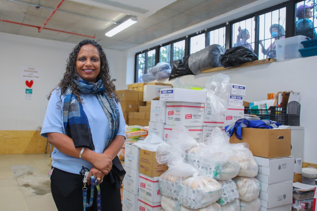 South Asian Council for Social Services Director of Family Support Services Maryarchana Fernandez oversees a food pantry at the Queens nonprofit,