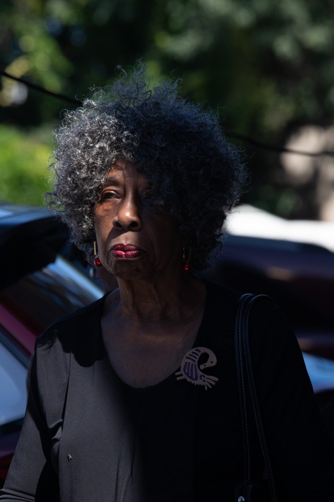 Congregants of St. Mark A.M.E. Church attend a press conference about an Elmhurst African burial ground