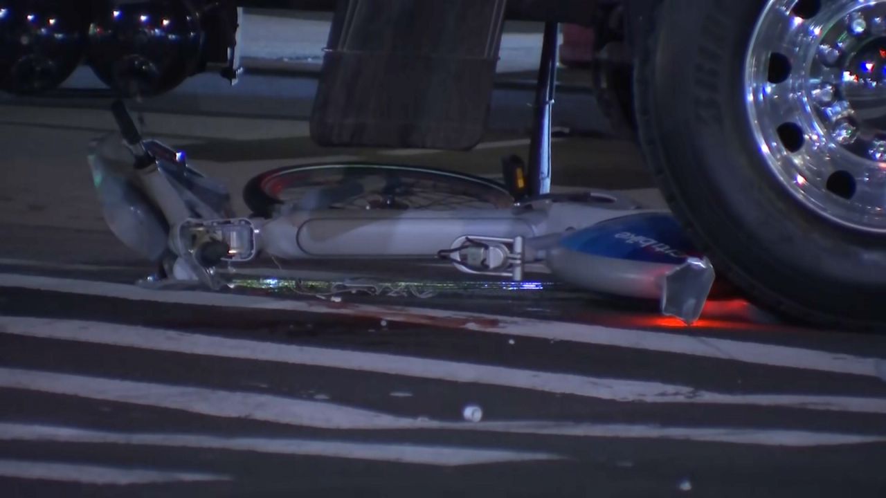 A bike on the ground after a crash