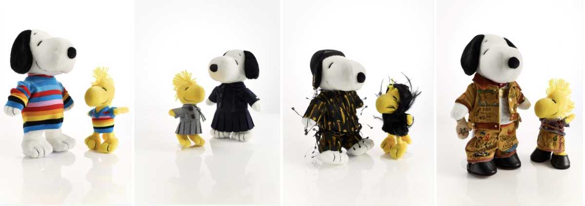 Snoopy & Woodstock dressed by Christopher John Rogers, Sandy Liang, LUAR, and Bode.