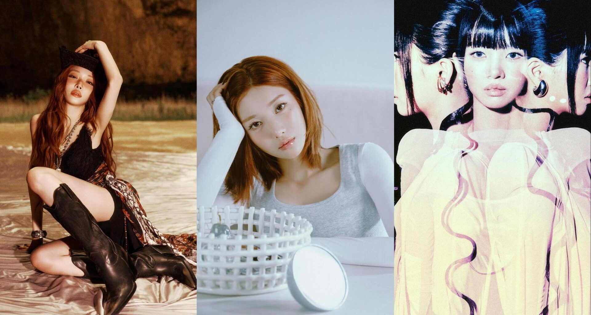 From left, K-pop singers Chung Ha, Kwon Eun-bi and Soyeon of girl group i-dle are among the solo acts releasing new music this month. Courtesy of MORE VISION, RBW, Cube Entertainment
